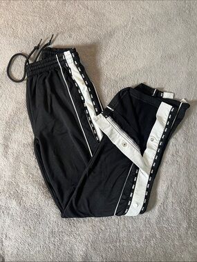 PINK Victoria's Secret Black Jogger Pants with White Side Stripes